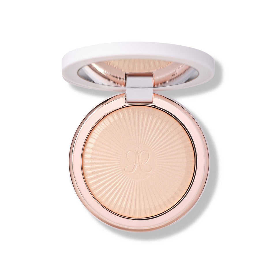 Anastasia Beverly Hills front compact showing elegant rose-gold packaging and portability