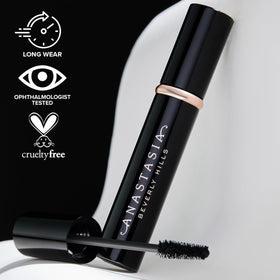 Anastasia Beverly Hills Lash Sculpt before and after lashes showing lifted, lengthened effect