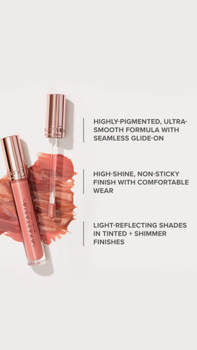 Anastasia Beverly Hills reflective shine detail showing mirror-like glass finish benefit