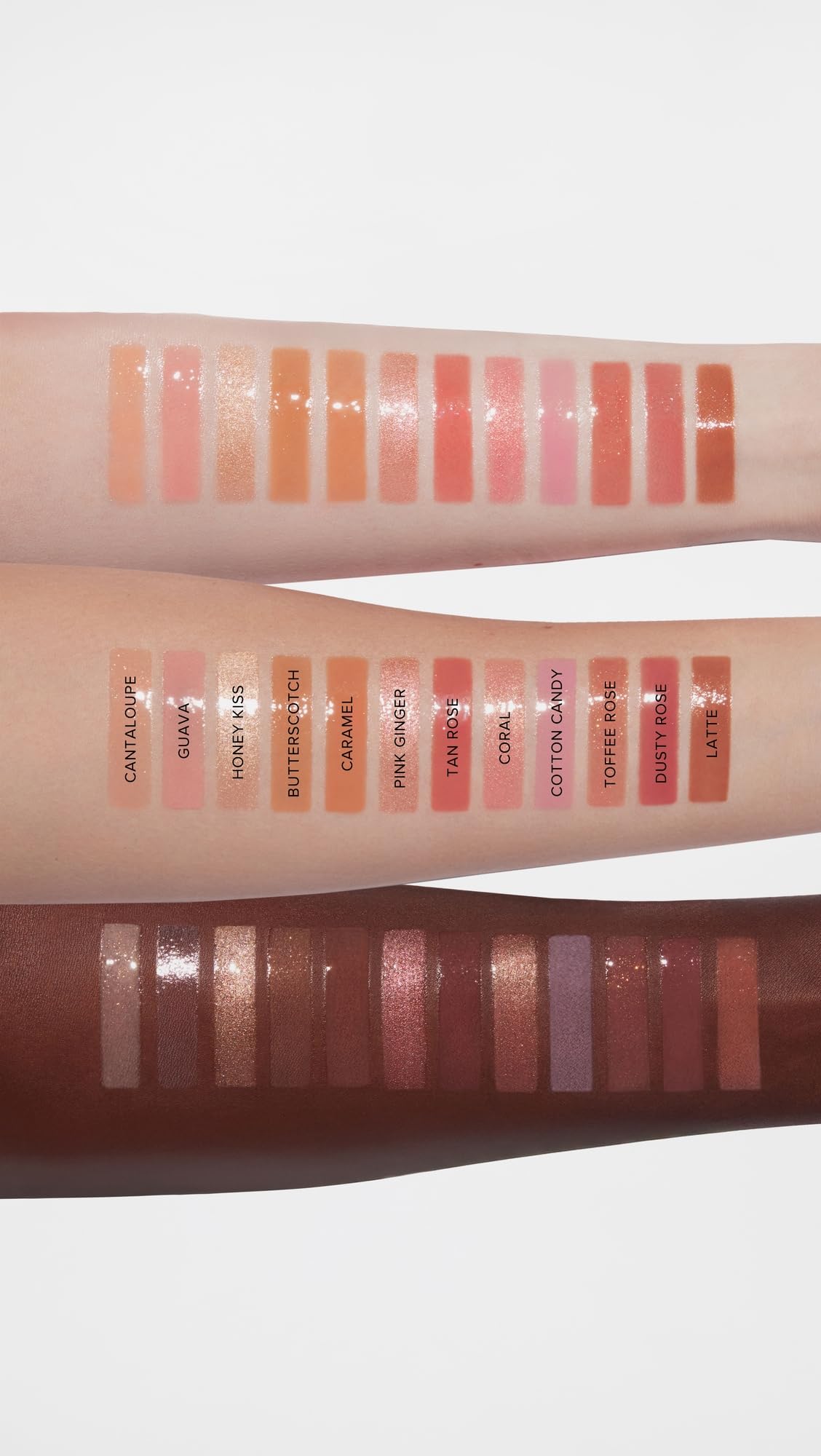 Anastasia Beverly Hills swatches on skin showing true Peachy pigment and color payoff benefit