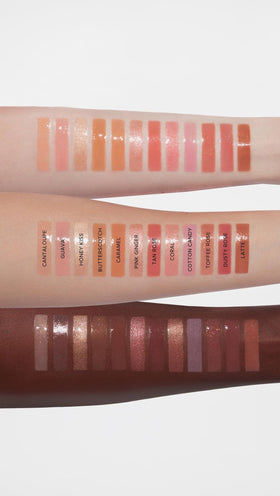 Anastasia Beverly Hills swatches on skin showing true Peachy pigment and color payoff benefit
