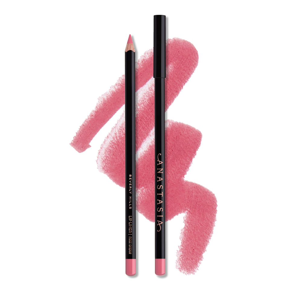 Anastasia Beverly Hills lip liner front packaging showing shade Rose Dream and benefits