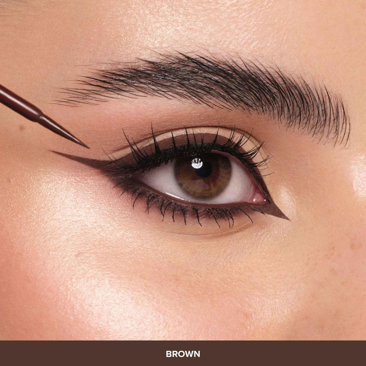 Anastasia Beverly Hills sharp wing created with liner demonstrating crisp definition