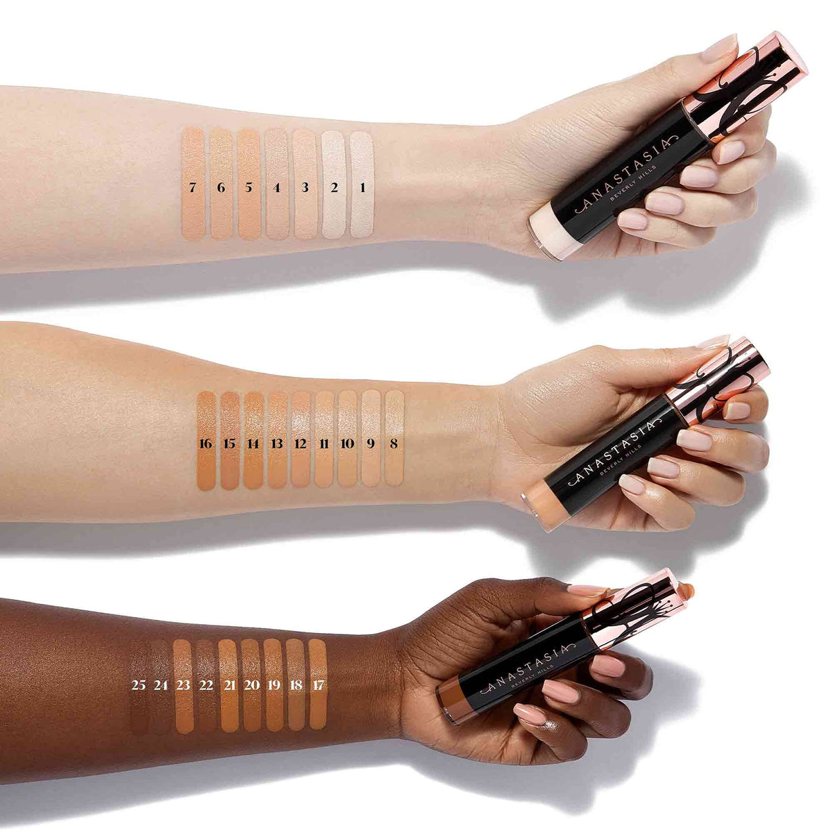 Anastasia Beverly Hills concealer applied under eye demonstrating brightening effect