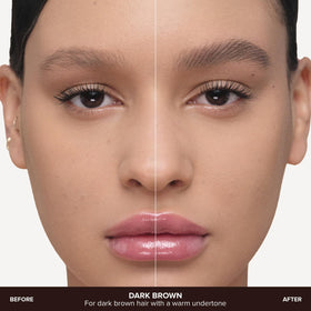 Anastasia Beverly Hills before and after brows showing fuller definition