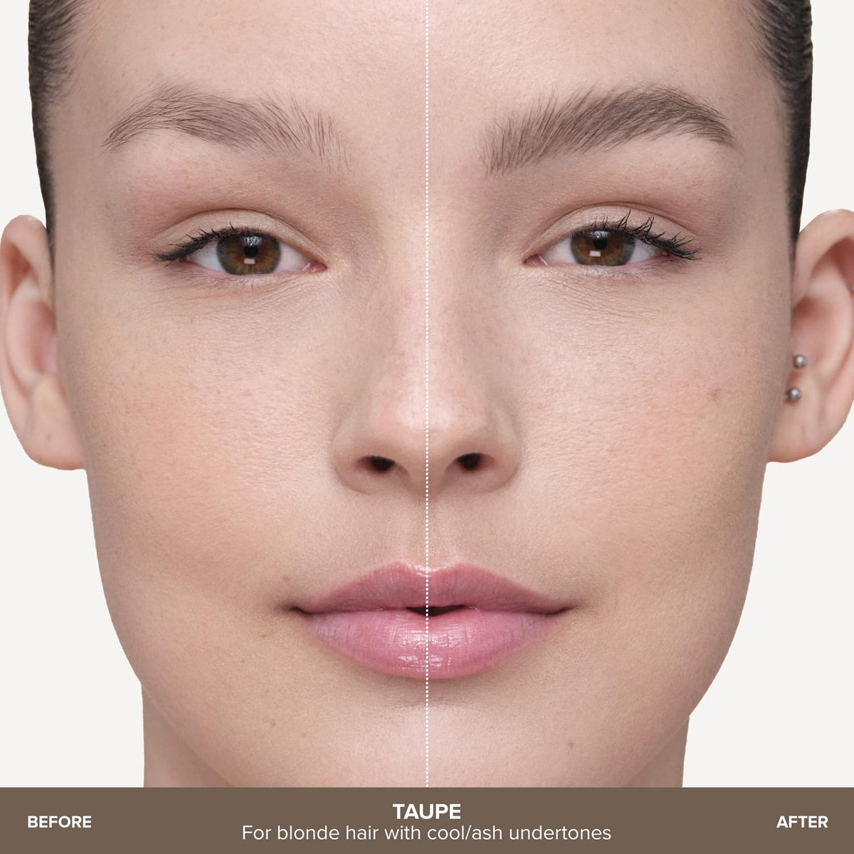Anastasia Beverly Hills before and after brows showing added fullness and realistic texture