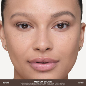 Anastasia Beverly Hills before and after brows showing fuller defined result