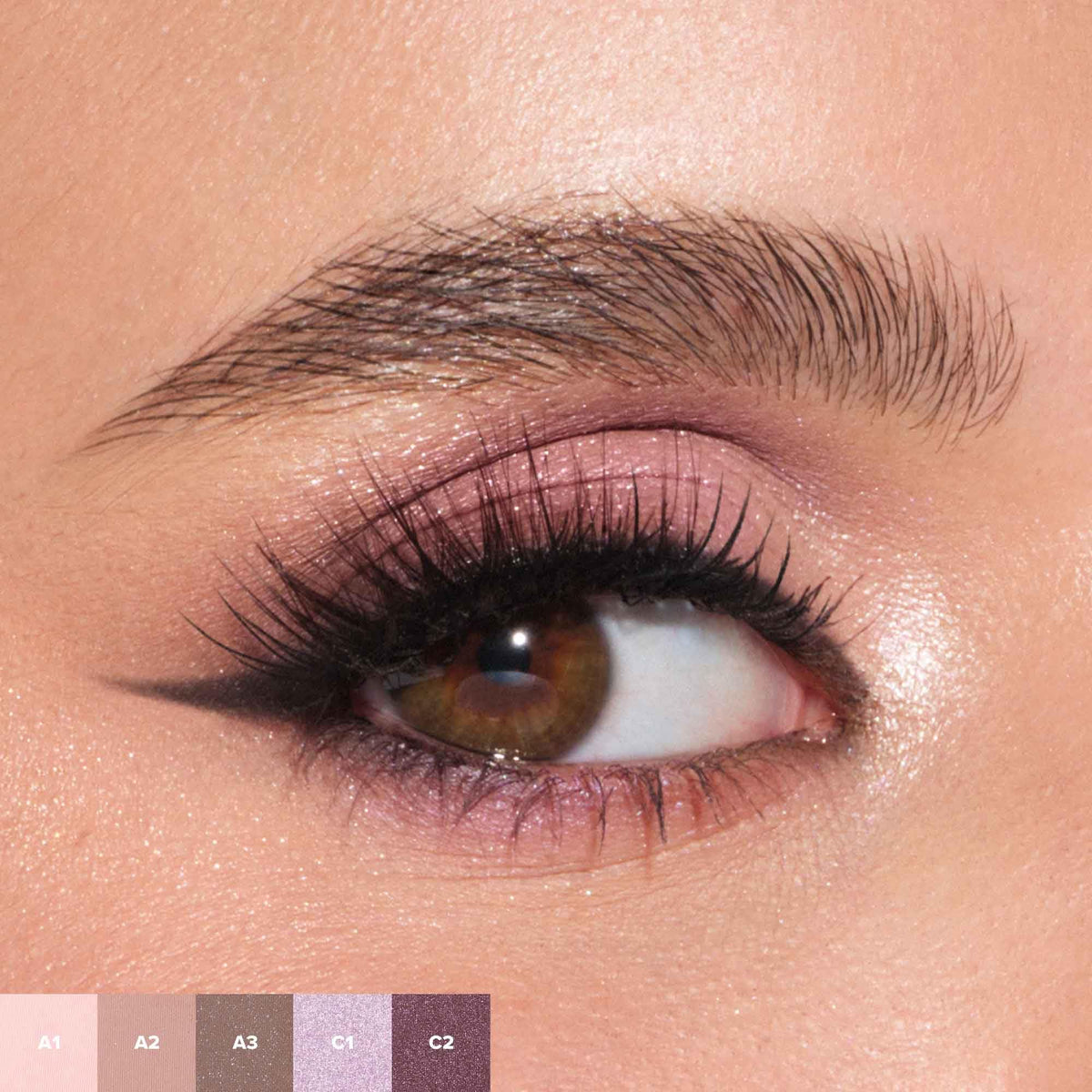 Anastasia Beverly Hills swatches on arm showing payoff and range of matte and metallic finishes