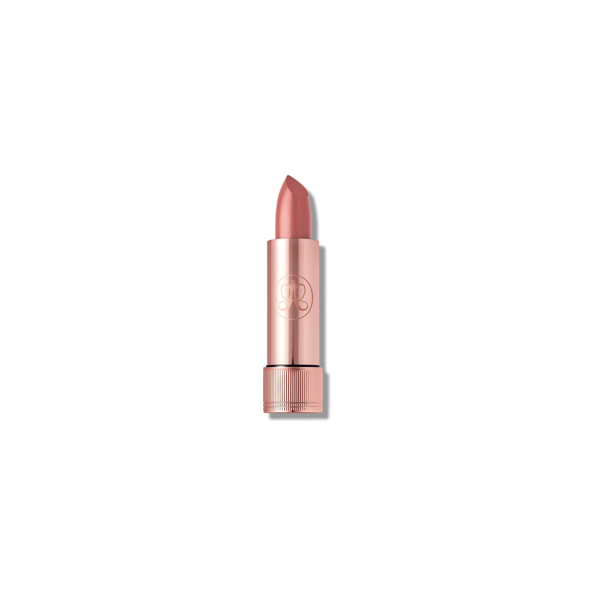 Anastasia Beverly Hills satin lipstick front packaging showing taupe beige and precise bullet for easy application