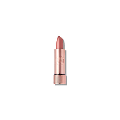 Anastasia Beverly Hills satin lipstick front packaging showing taupe beige and precise bullet for easy application