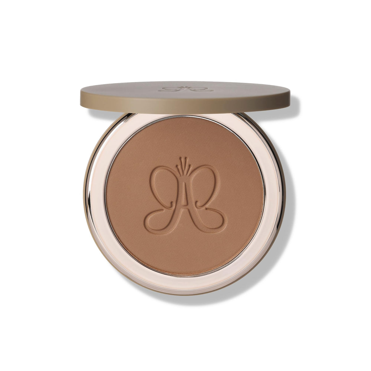 Anastasia Beverly Hills front compact showing Tropical Tan shade and mirror for easy touch-ups