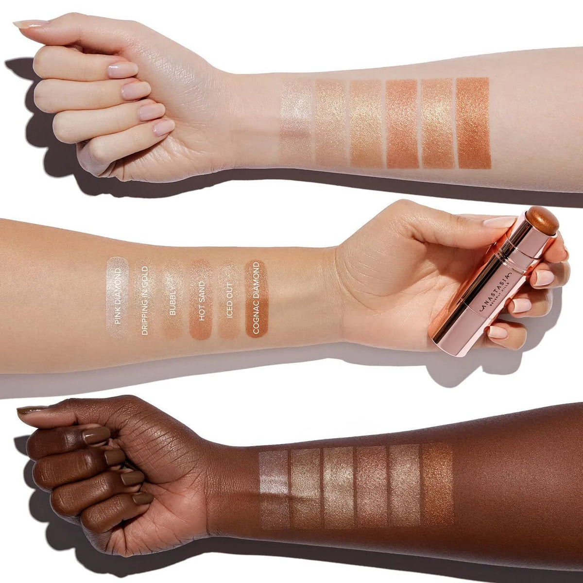 Anastasia Beverly Hills close-up of the Bubbly cream stick tip highlighting smooth application