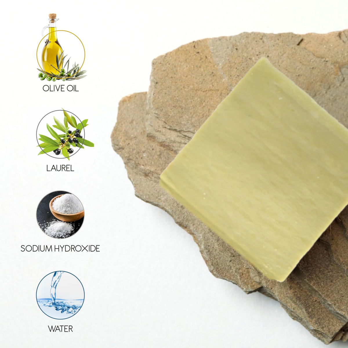 AnatoliaDaphne Aleppo soap close-up texture showing cold-pressed olive oil moisture benefit