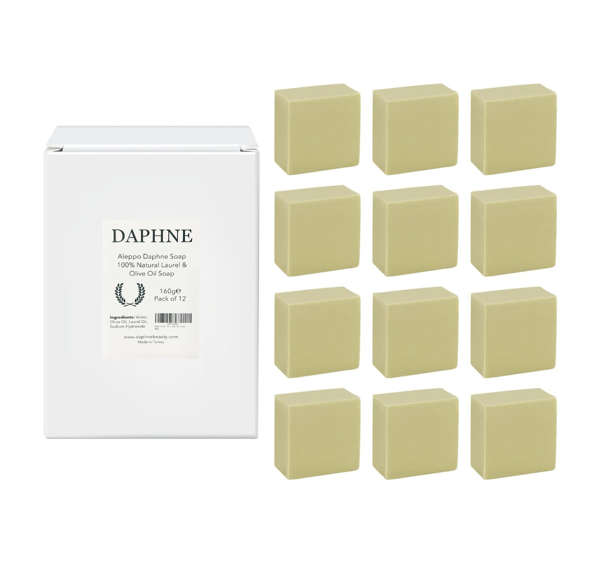 AnatoliaDaphne Aleppo soap front packaging showing natural artisan bars and label benefit