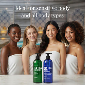 AnatoliaDaphne pouring body wash into hand for effective cleansing