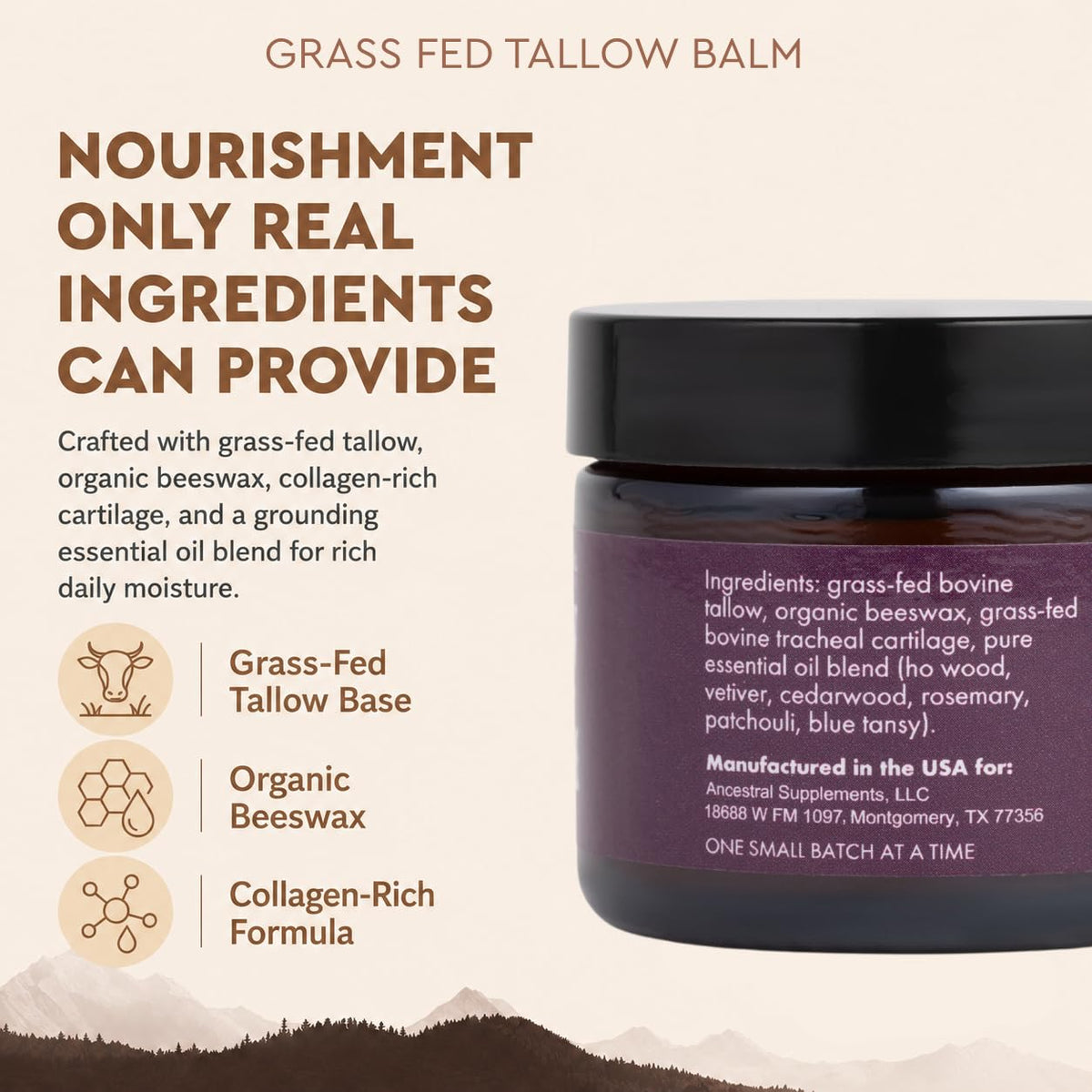 Ancestral Supplements balm being warmed on hands for quick absorption benefit