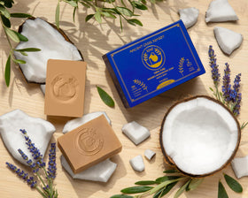 Ancient Greek Remedy soap bar resting in holder to show drying and longevity benefit