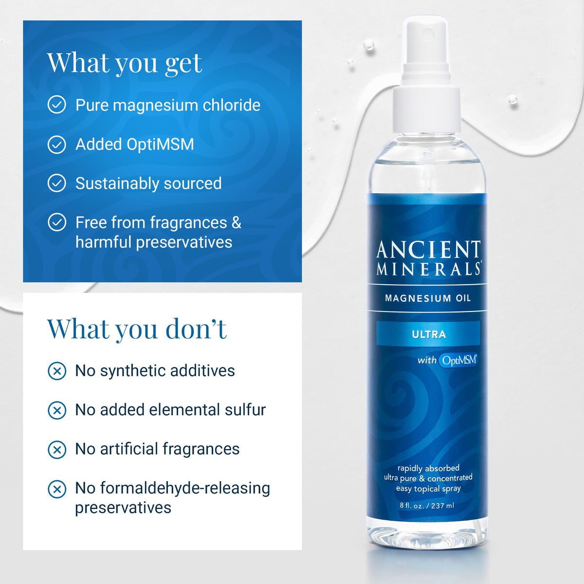 Ancient Minerals applying spray to feet illustrating targeted topical use benefit
