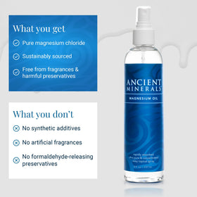 Ancient Minerals spraying on forearm to show easy application and quick absorption