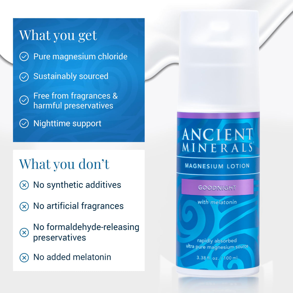 Ancient Minerals applied to chest and neck illustrating targeted bedtime application benefit