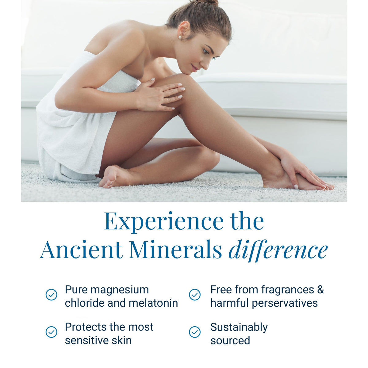 Ancient Minerals ingredients label highlighting Zechstein magnesium and melatonin benefit
