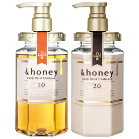 &honey front packaging showing both shampoo and conditioner benefits