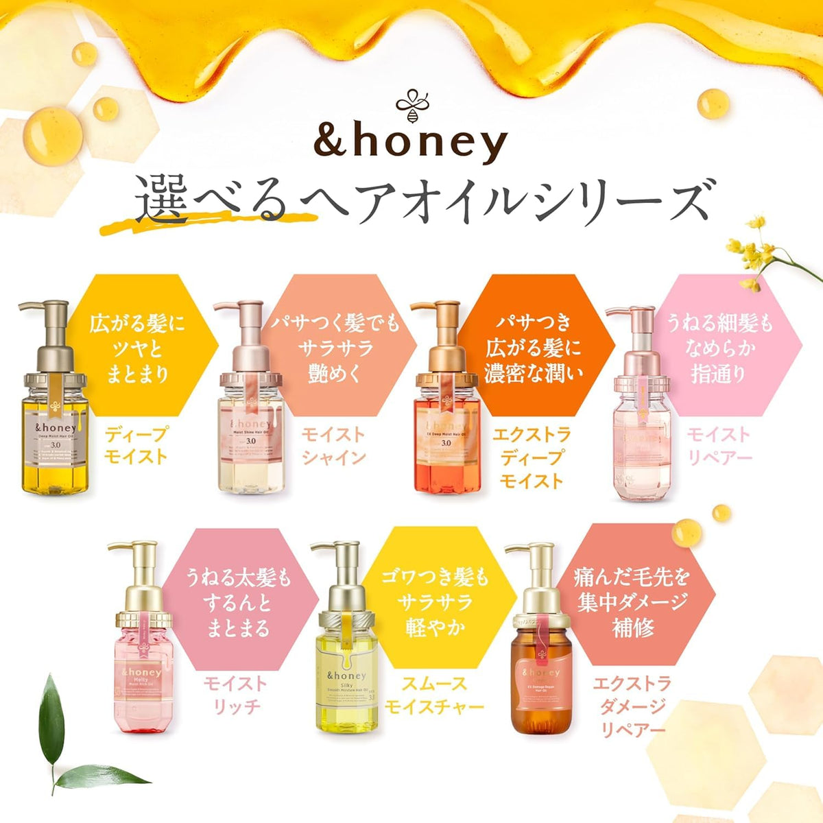 &HONEY oil texture pouring from dropper highlighting silky, non-greasy finish