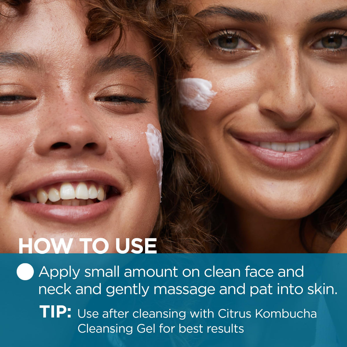 Andalou Naturals cream being applied to face to show calming benefit and easy absorption