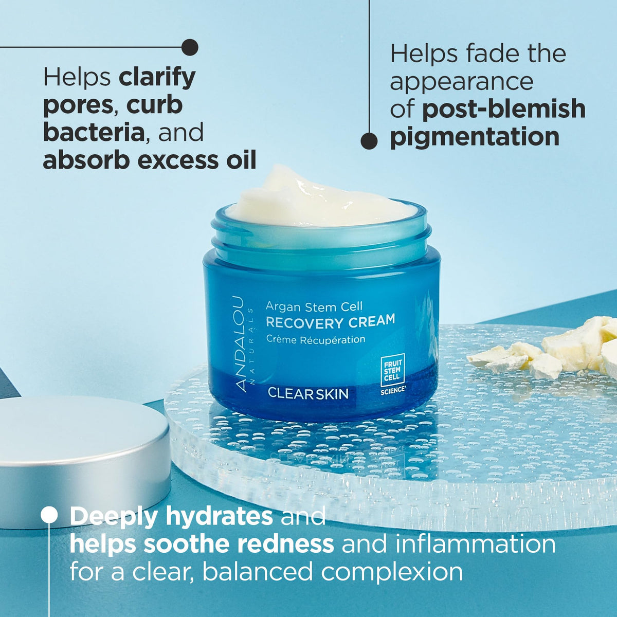 Andalou Naturals cream texture close-up demonstrating lightweight, non-greasy finish