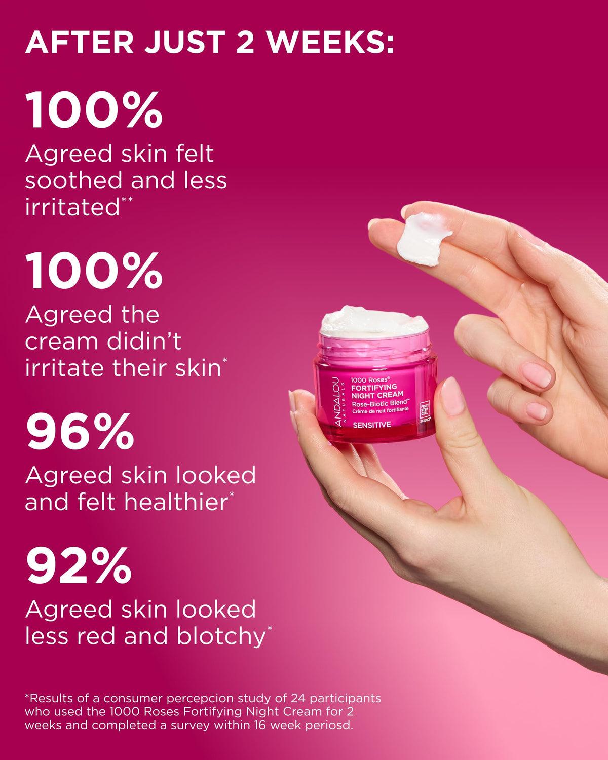 Andalou Naturals applying cream on hand to show absorbency and hydration