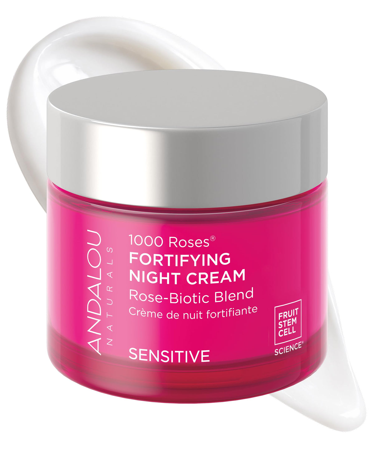 Andalou Naturals jar front view showing product branding and luxurious design
