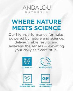 Andalou Naturals cleanser pictured in bathroom routine, suggests daily use and refreshed skin