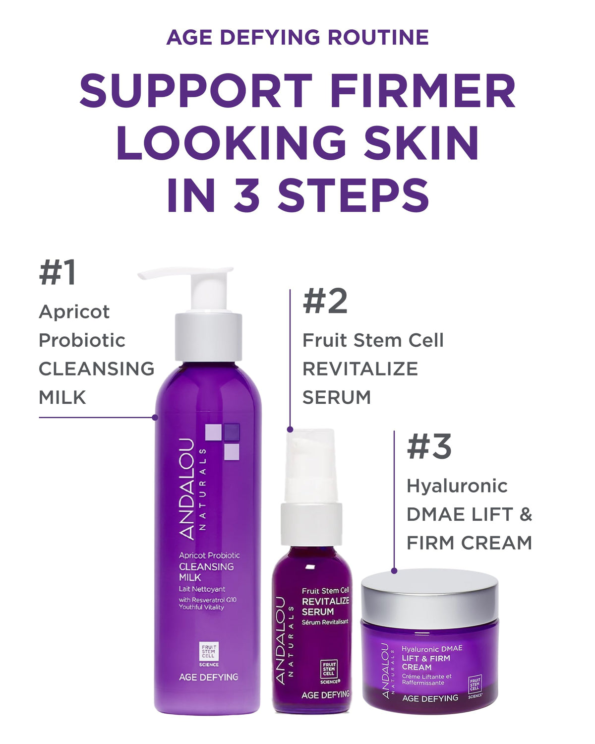 Andalou Naturals ingredient label closeup highlighting fruit stem cell and actives