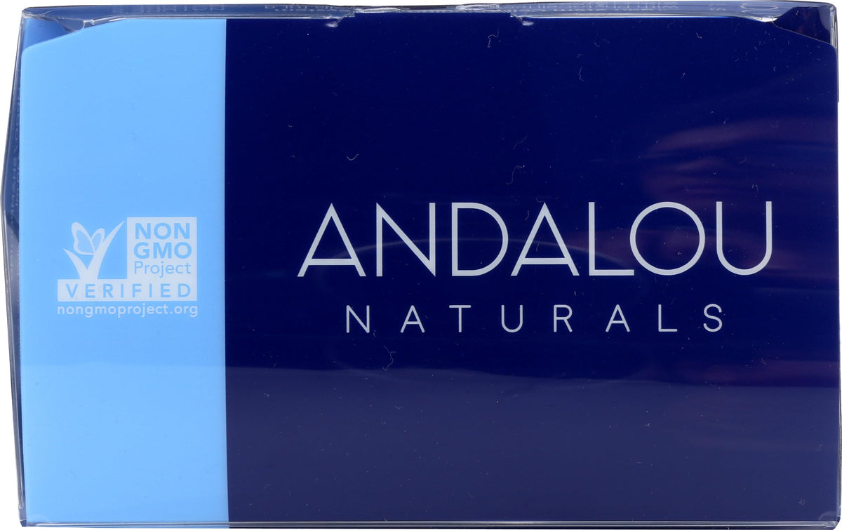 Andalou Naturals shampoo bottle label emphasizing sulfate-free, color-safe cleansing