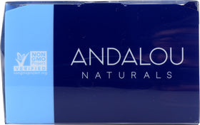 Andalou Naturals shampoo bottle label emphasizing sulfate-free, color-safe cleansing