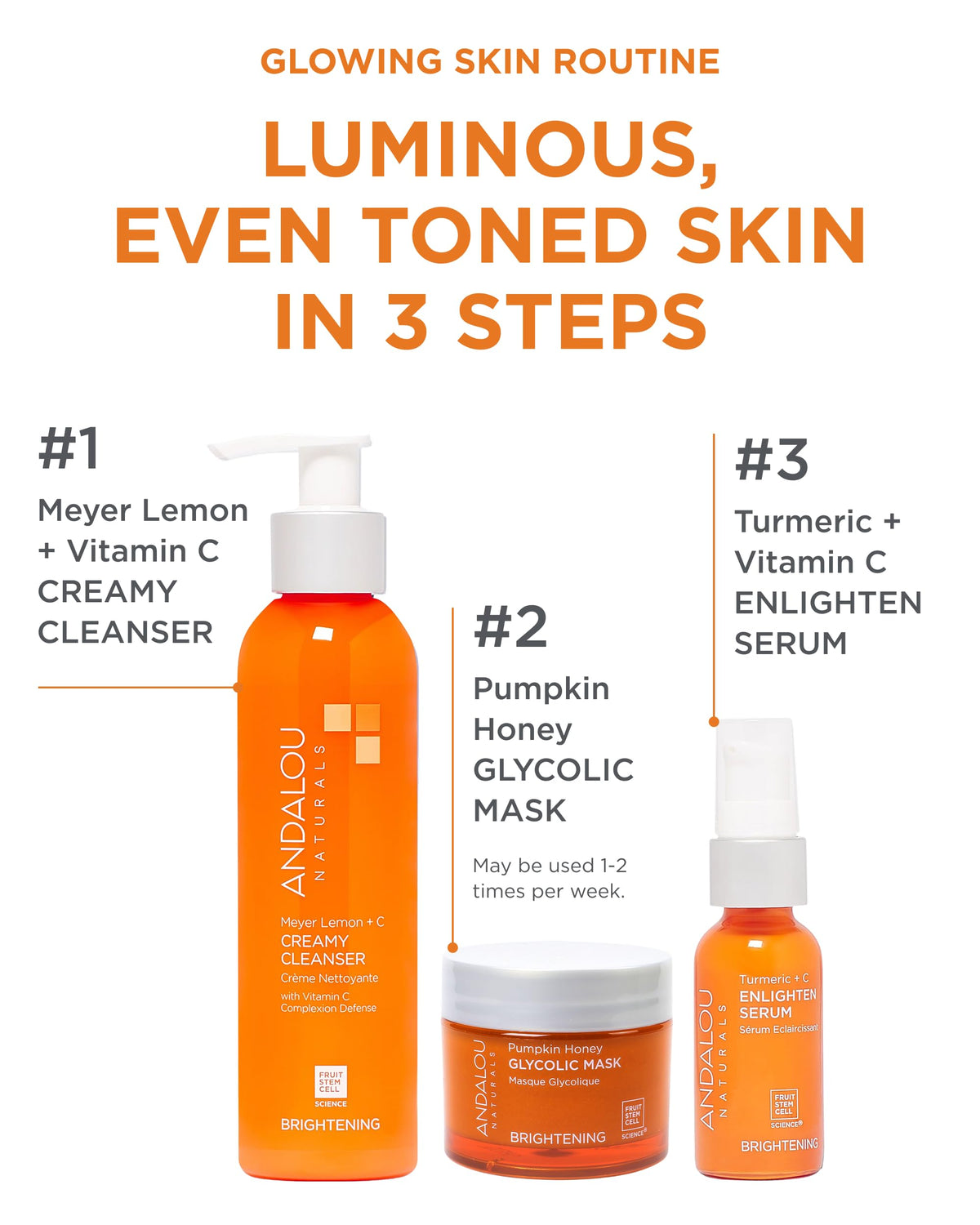 Andalou Naturals label detail highlighting glycolic acid and vitamin C benefits