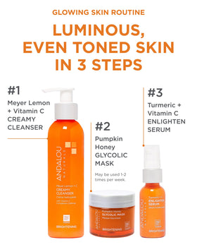 Andalou Naturals label detail highlighting glycolic acid and vitamin C benefits