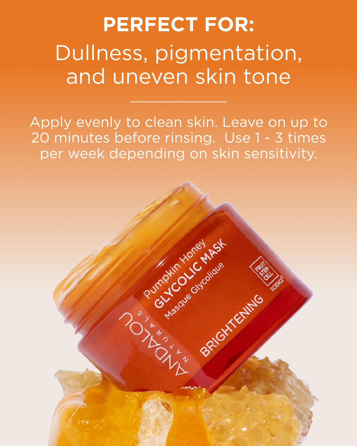 Andalou Naturals close-up of mask applied on cheek demonstrating gentle exfoliation