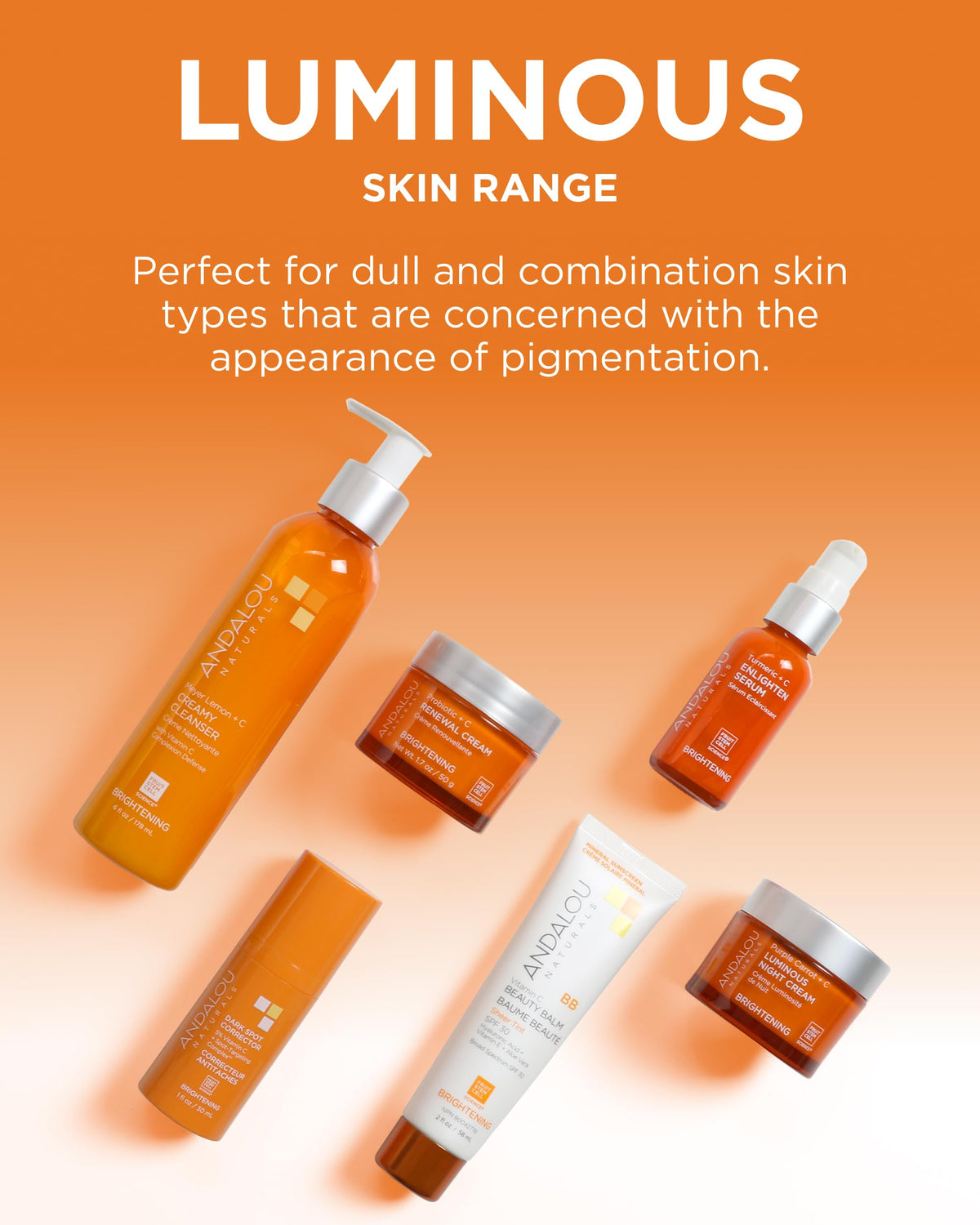 Andalou Naturals mask jar surrounded by sea buckthorn and turmeric botanicals