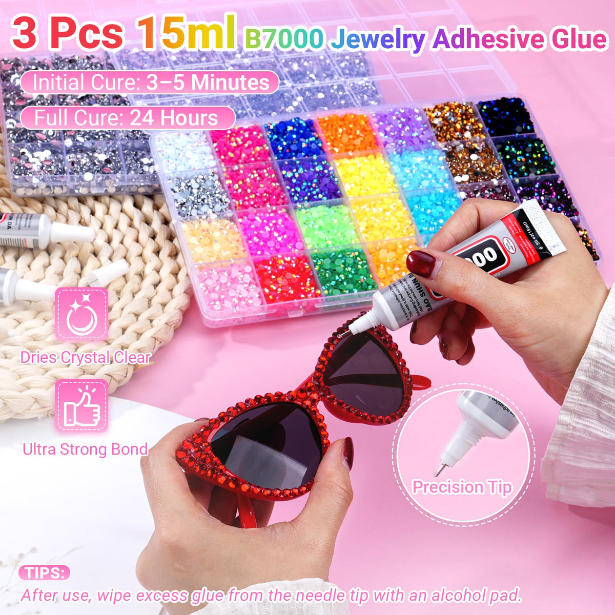 ANDGING three 15ml B7000 glue tubes with needle tips for precise, clear adhesive application