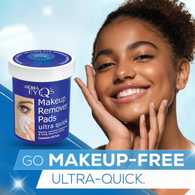 Andrea pad texture close-up showing soft fibers and moist formula for gentle lift of makeup
