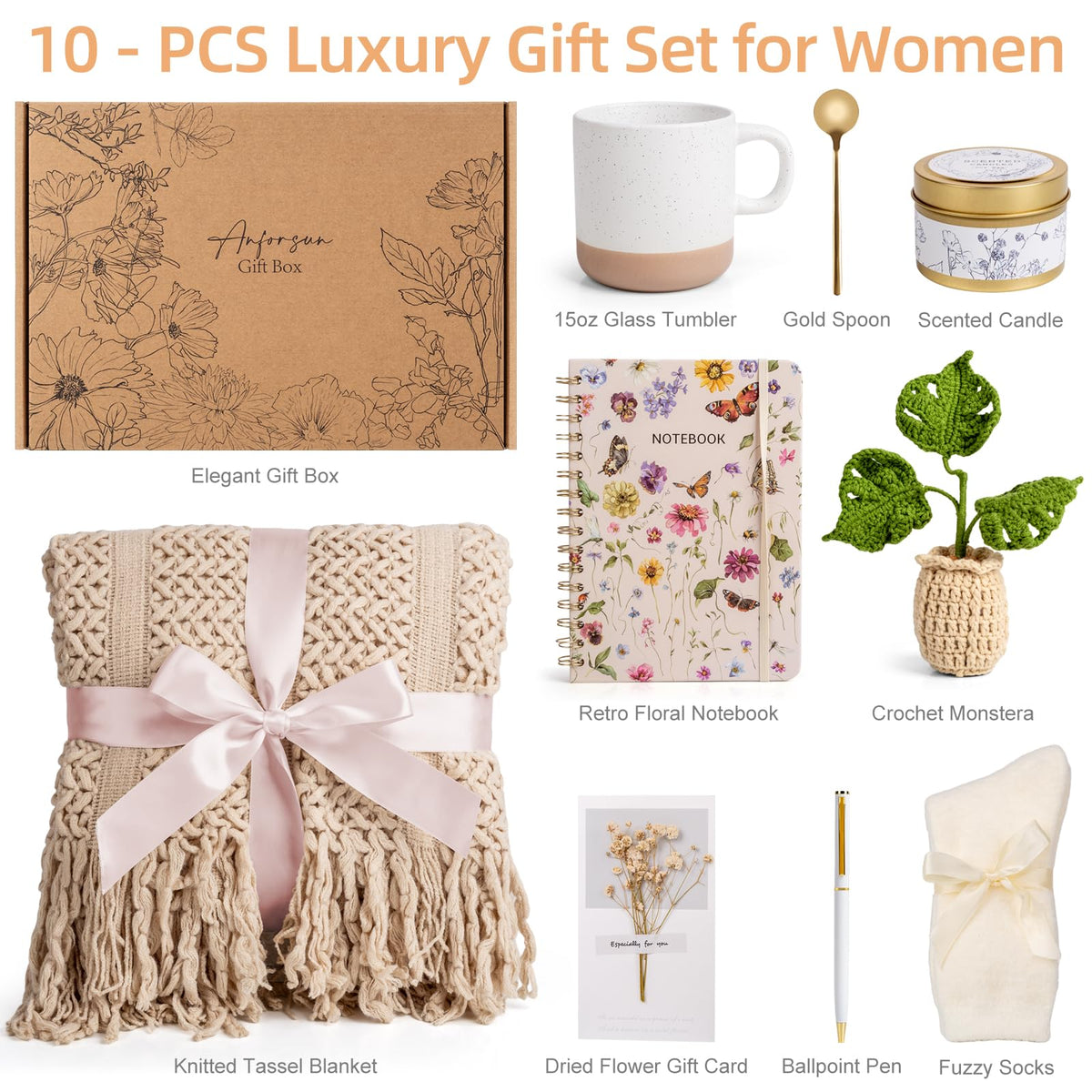 Anforsun gift basket styled in a cozy living room suggesting relaxation