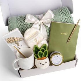 Anforsun sage green basket front view showing ready-to-gift packaging and calming presentation