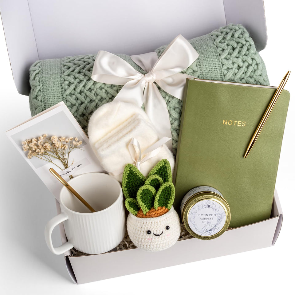 Anforsun sage green basket front view showing ready-to-gift packaging and calming presentation