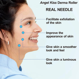 Angel Kiss derma roller held in hand showing size and control