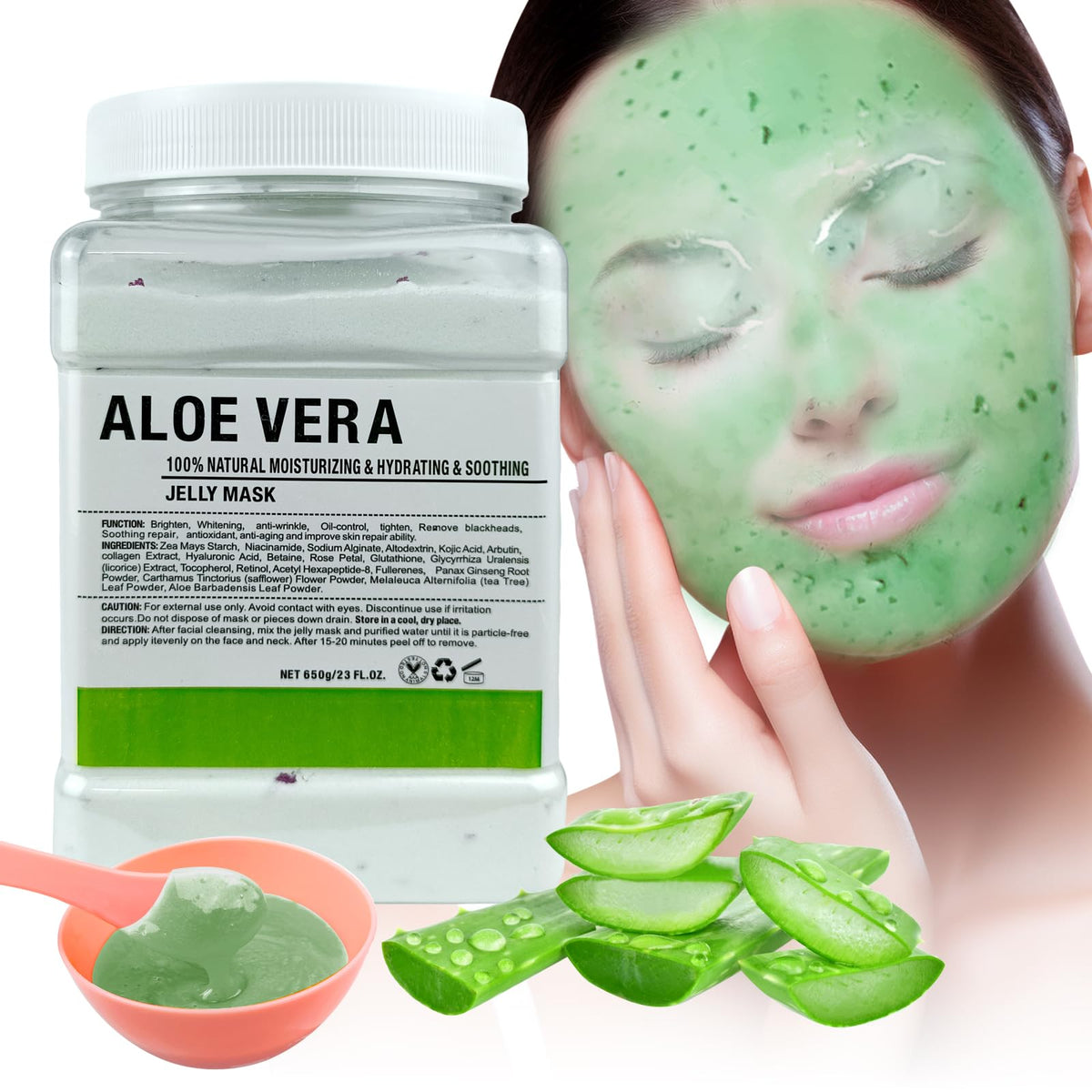 Angeland front jar aloe vera showing packaging and product benefit hydration