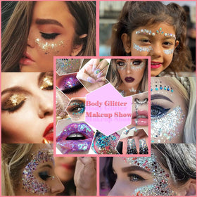 Angels Beauty hair and parting detail adding shimmering accents for stage and rave looks