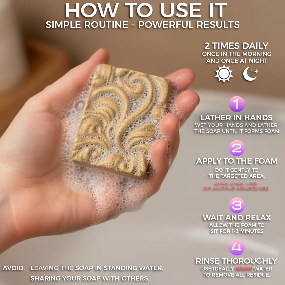 Angel's Skin soap resting on draining dish to illustrate proper storage and longevity