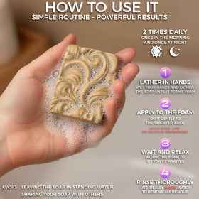 Angel's Skin soap resting on draining dish to illustrate proper storage and longevity