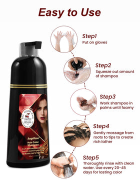 AngeRose applying dye shampoo to roots for quick gray coverage